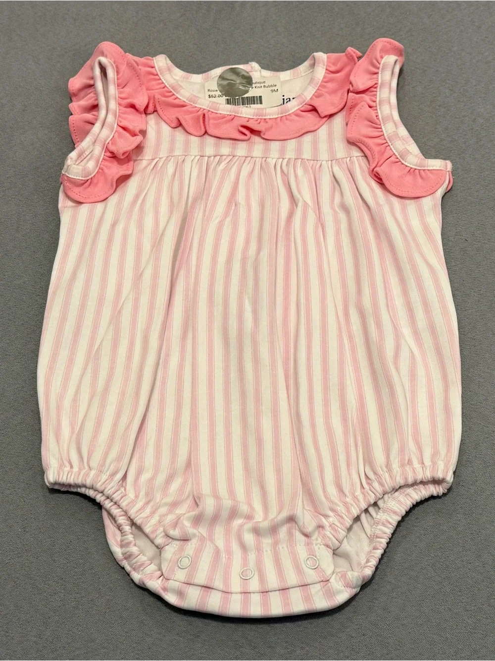 James and Lottie pink and white stripe bubble